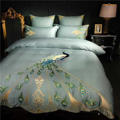 Peacock Rue Teal Duvet Cover Set – Luxurious and Soft | RainElegance