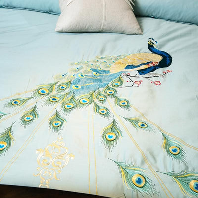 Peacock Rue Teal Duvet Cover Set – Luxurious and Soft | RainElegance