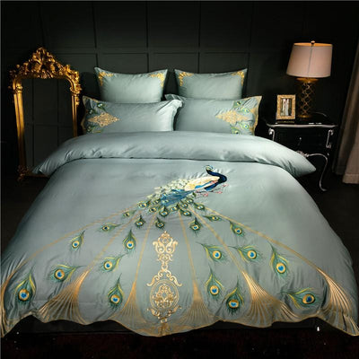 Peacock Rue Teal Duvet Cover Set – Luxurious and Soft | RainElegance