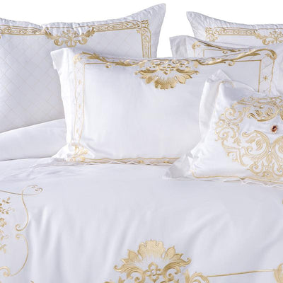 Ivy Gold Forest Duvet Cover Set in White and Gold - Luxurious and Beautiful | RainElegance