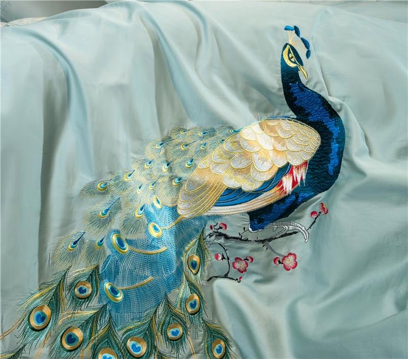 Peacock Rue Teal Duvet Cover Set – Luxurious and Soft | RainElegance