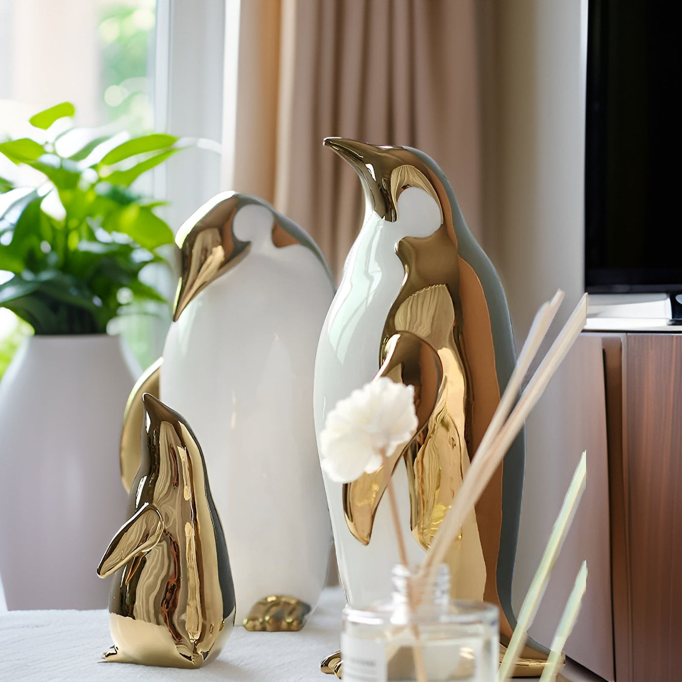 Gold Ceramic Penguin Sculpture | GoldenPengu