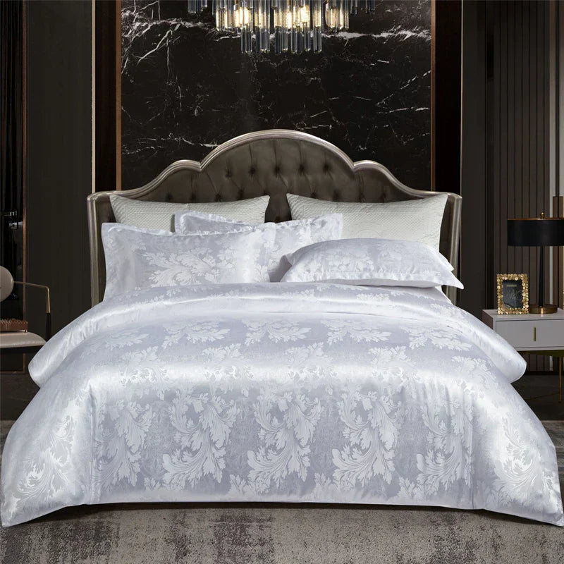 Wostar Satin Rayon Jacquard Duvet Cover 220x240 – Luxury Summer Bedding Set | SatinNest