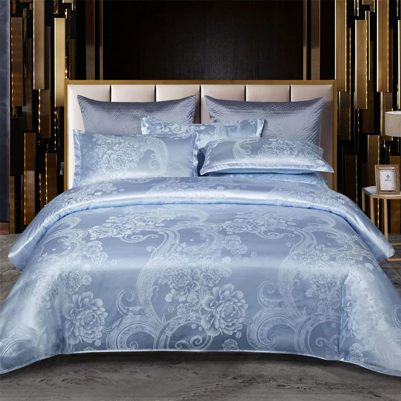 Wostar Satin Rayon Jacquard Duvet Cover 220x240 – Luxury Summer Bedding Set | SatinNest