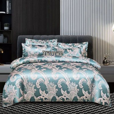 Wostar Satin Rayon Jacquard Duvet Cover 220x240 – Luxury Summer Bedding Set | SatinNest