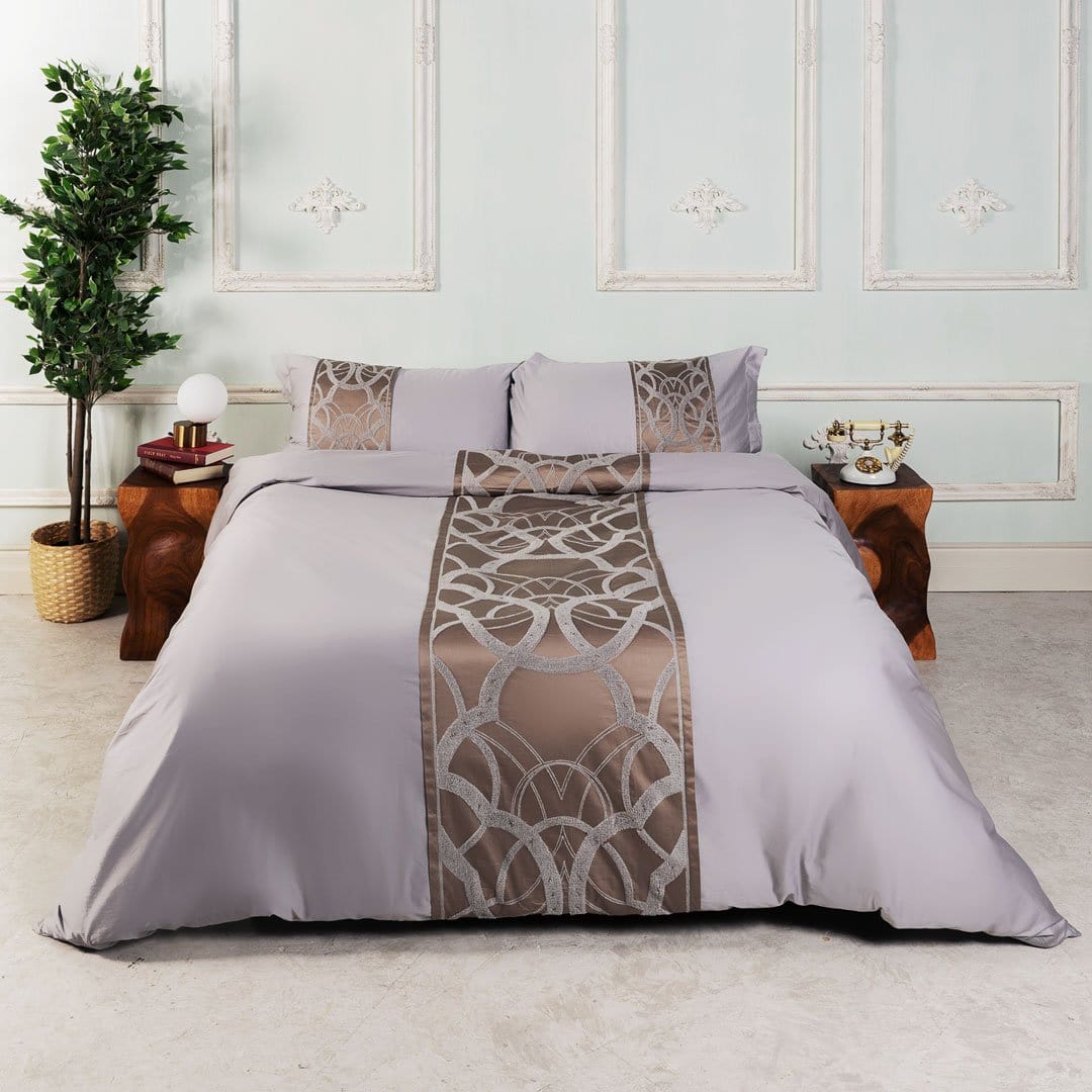 Chain of Luxury Gray Duvet Cover Set - Soft and Elegant | SateenLuxury