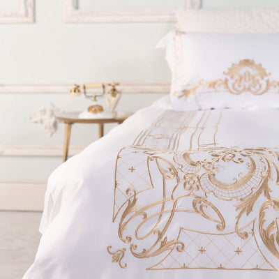 Ivy Gold Forest Duvet Cover Set in White and Gold - Luxurious and Beautiful | RainElegance