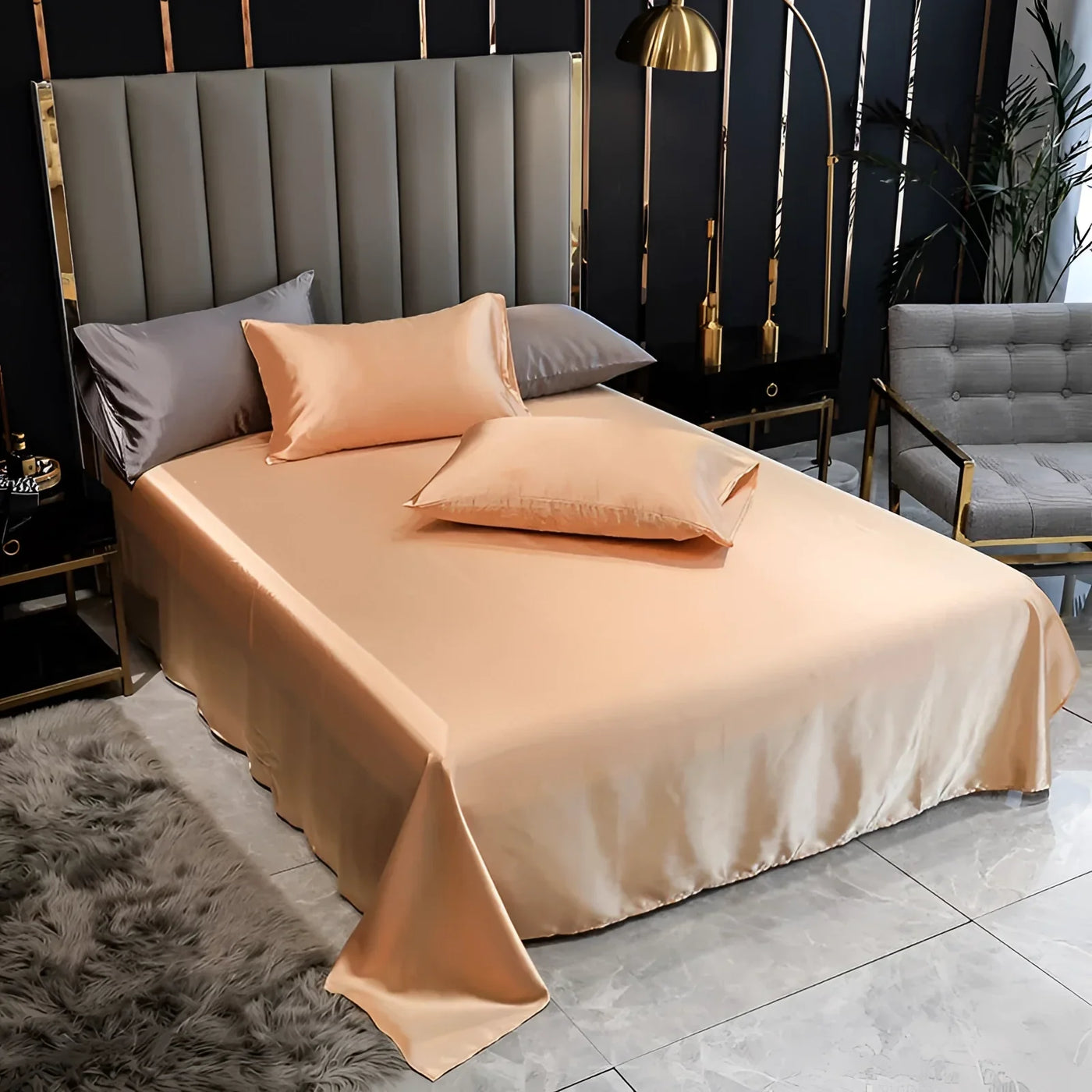 Luxurious Black Silk Bedding | SatinElegance