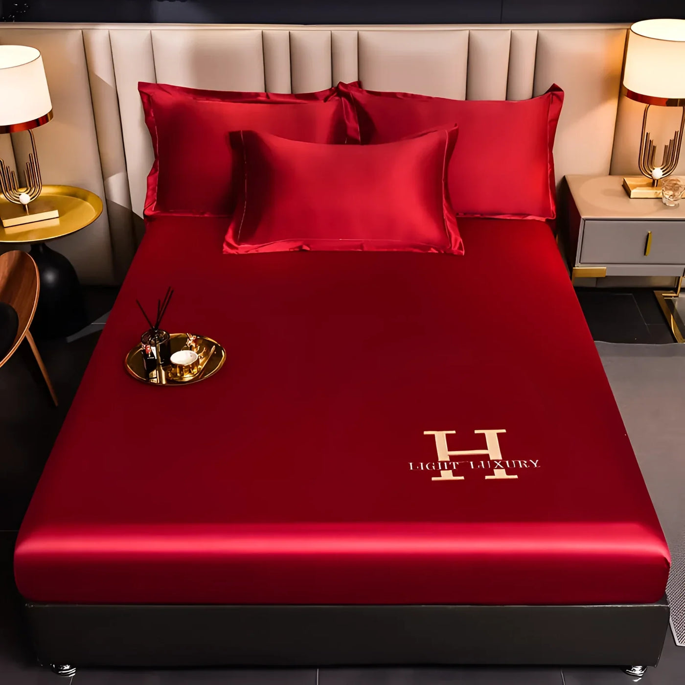 Luxurious Burgundy Silk bed set | SatinElegance