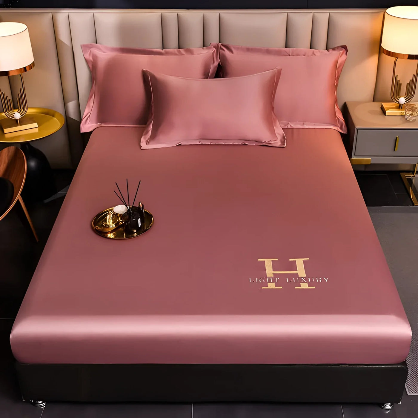 Luxurious Burgundy Silk bed set | SatinElegance