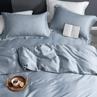 Luxurious Navy Satin Bedding Set | MidnightLuxe