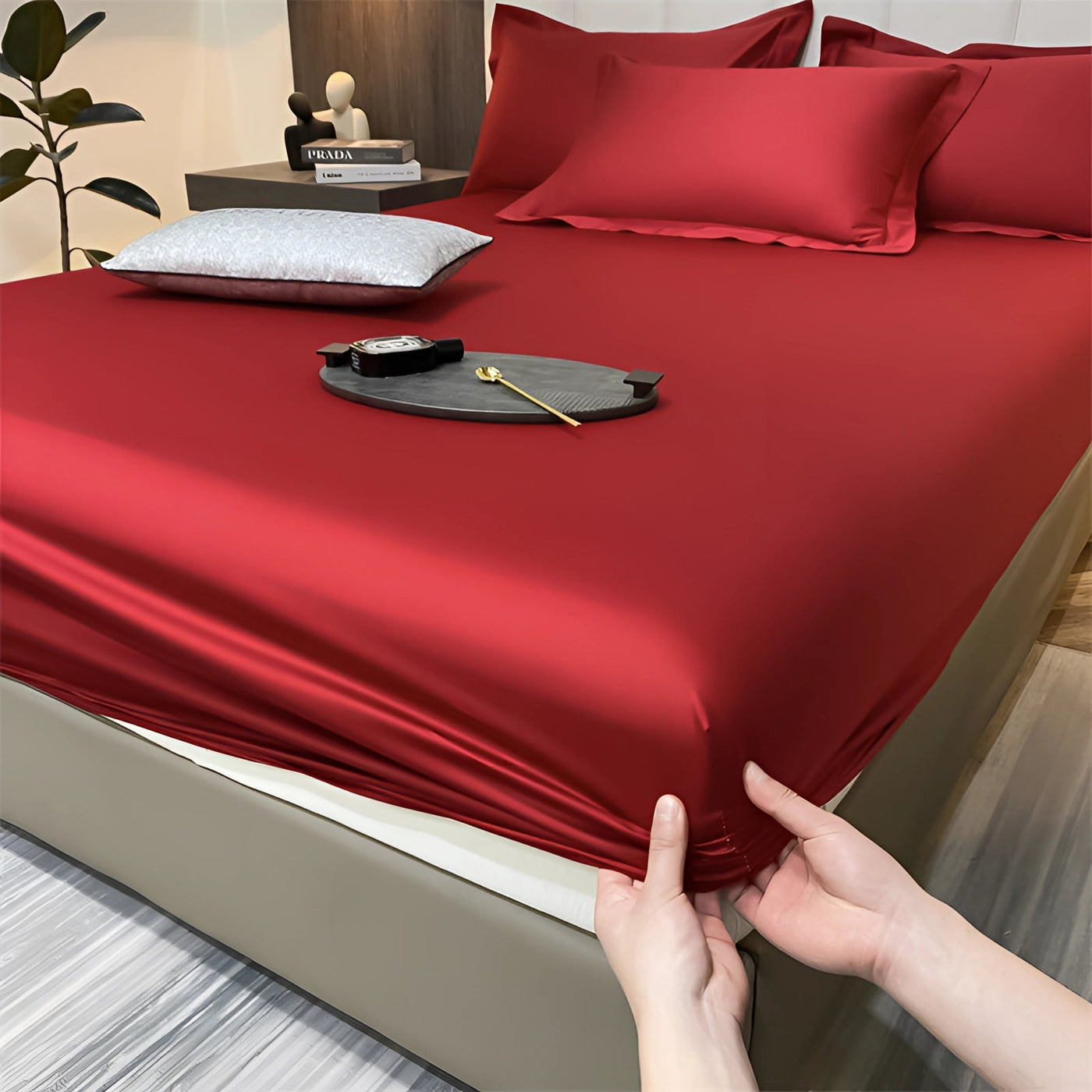 Luxurious Red Silk Satin Bedding Set | SatinLuxe