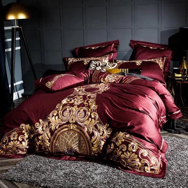 GoldenFier duvet cover in red and gold