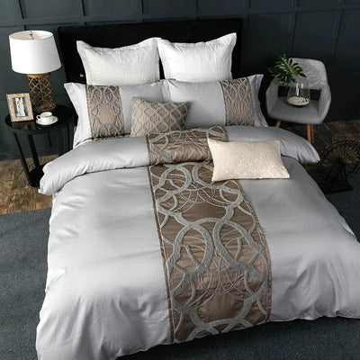 Chain of Luxury Gray Duvet Cover Set - Soft and Elegant | SateenLuxury