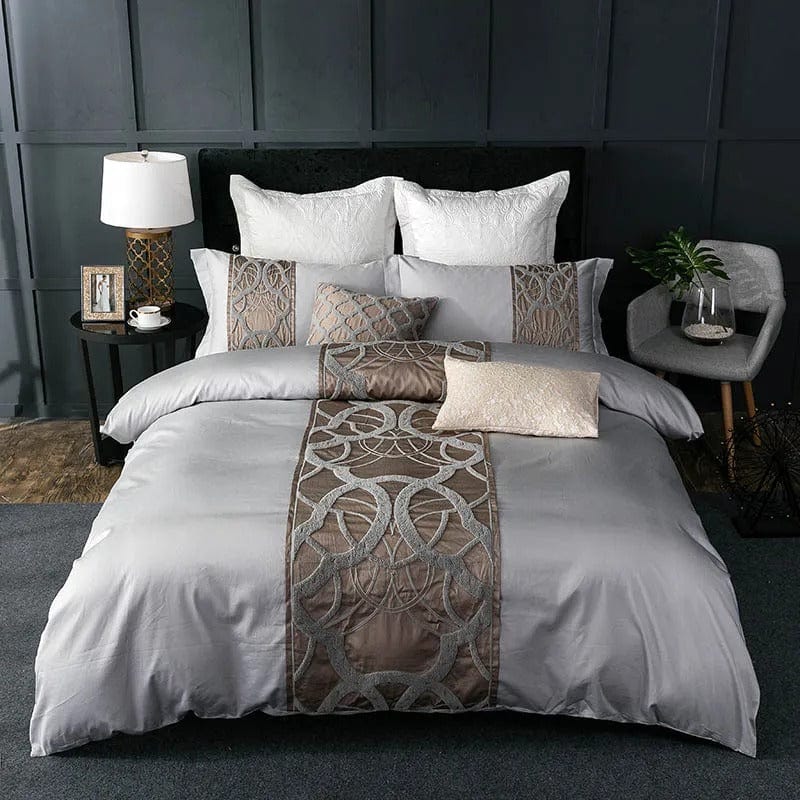 Chain of Luxury Gray Duvet Cover Set - Soft and Elegant | SateenLuxury